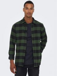 Only & Sons Koszula Gudmund 22007112 Zielony Slim Fit. Zielone koszule męskie Only & Sons, m, bez wzorów, z bawełny, bez kołnierzyka, bez ramiączek. Za 89.99 zł.