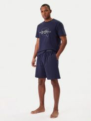 KARL LAGERFELD Piżama B1M45005 Granatowy Regular Fit. Niebieskie piżamy męskie KARL LAGERFELD, m, bez wzorów, z bawełny, bez kołnierzyka, bez ramiączek. Za 469.99 zł.