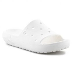Klapki unisex Crocs Classic Slide V2. Białe klapki i japonki męskie Crocs, bez wzorów, z materiału. Za 151.00 zł.