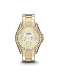 Fossil Zegarek Riley ES3203 Złoty. Żółte, analogowe zegarki męskie Fossil, złote. Za 529.99 zł.