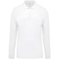 Koszulka polo z długim rękawem Kariban blanc. Białe koszulki męskie z długim rękawem KARIBAN, m, bez wzorów, bez kołnierzyka, bez ramiączek. Za 101.00 zł.