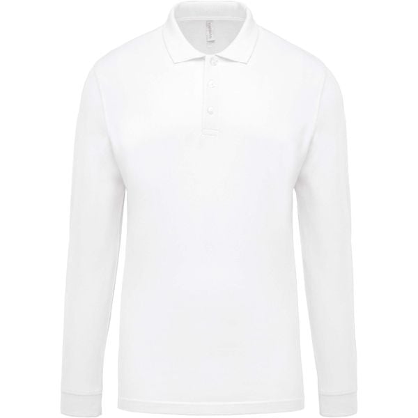 Koszulka polo z długim rękawem Kariban blanc. Białe koszulki męskie z długim rękawem KARIBAN, m, bez wzorów, bez kołnierzyka, bez ramiączek. Za 101.00 zł.