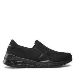 Półbuty Skechers. Czarne codzienne półbuty męskie Skechers, bez wzorów, bez obcasa, bez zapięcia. Za 269.99 zł.