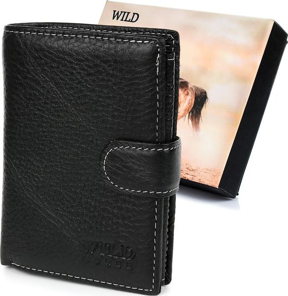 Wild Portfel skórzany męski duży Wild Horse czarny RFiD I42. Czarne portfele męskie Wild, bez wzorów. Za 59.99 zł.