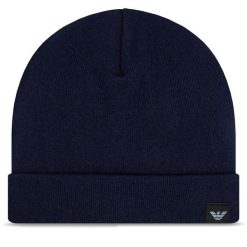 Czapka Emporio Armani. Niebieskie czapki męskie Emporio Armani, na zimę, bez wzorów. Za 1,009.00 zł.