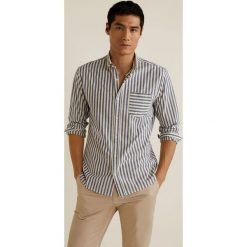 Mango Man - Koszula Kodak. Szare koszule męskie Mango Man, w paski, z bawełny, button down, z długim rękawem. Za 139.90 zł.