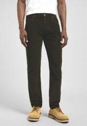 MESKIE SPODNIE SZTRUKSOWE LEE RIDER OLIVE NIGHT 112370641. Zielone spodnie na co dzień męskie Lee, bez wzorów, z materiału. Za 219.99 zł.