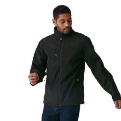 Męska Ocieplana Kurtka Soft Shell Thermogen. Czarne kurtki męskie Regatta, m, bez wzorów, sportowe, bez ramiączek, bez kaptura. Za 540.99 zł.