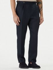 BOSS Spodnie materiałowe H-Perino 50563231 Granatowy Relaxed Fit. Niebieskie spodnie na co dzień męskie Boss, bez wzorów, ze lnu. Za 999.99 zł.