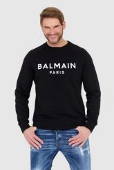 BALMAIN Czarna bluza męska z logo. Czarne bluzy nierozpinane męskie Balmain, l, bez wzorów, bez ramiączek, bez kaptura. W wyprzedaży za 2,199.99 zł.
