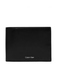 Calvin Klein Portfel Raised Ew Trifold LV04D1228G Czarny. Czarne portfele męskie Calvin Klein, bez wzorów, ze skóry. Za 369.99 zł.