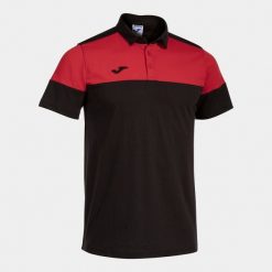 Polo Joma Crew V. Czarne koszulki polo męskie Joma, bez wzorów, z bawełny, sportowe, bez kołnierzyka, bez ramiączek. W wyprzedaży za 140.45 zł.