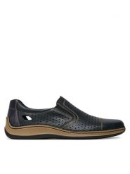 Rieker Półbuty 05286-15 Granatowy. Niebieskie codzienne półbuty męskie Rieker, bez wzorów, ze skóry, bez obcasa, bez zapięcia. Za 209.99 zł.
