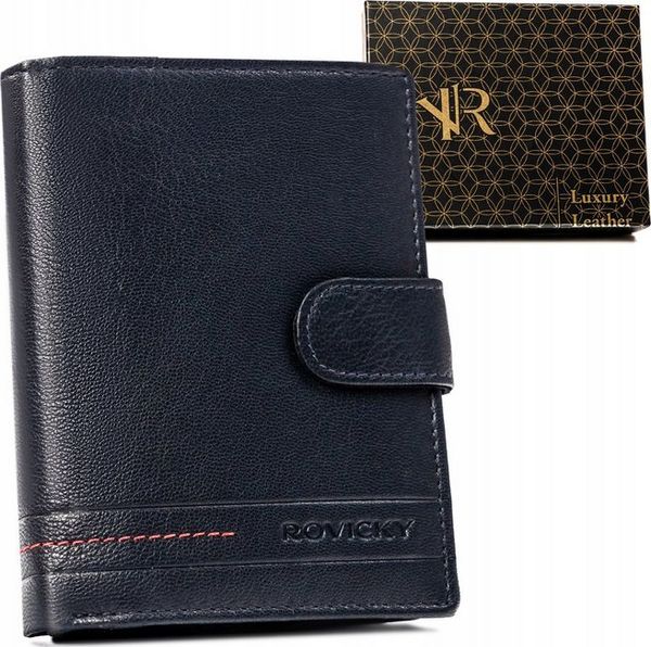 Rovicky Klasyczny, Skórzany Portfel Męski Na Zatrzask. Portfele męskie ROVICKY, bez wzorów. Za 84.19 zł.