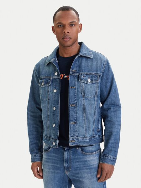 Tommy Jeans Kurtka jeansowa Ryan DM0DM23003 Niebieski Regular Fit. Niebieskie kurtki męskie Tommy Jeans, m, bez wzorów, z bawełny, bez ramiączek, bez kaptura. Za 449.99 zł.