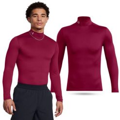 Koszulka termoaktywna męska Under Armour longsleeve treningowy z długim rękawem. Czerwone bielizna termoaktywna męska Under Armour, m, bez wzorów, bez ramiączek, do biegania. W wyprzedaży za 257.75 zł.