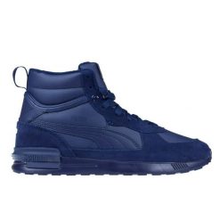 Męskie Skórzane Buty Turystyczne Gravition. Niebieskie buty trekkingowe męskie Puma, bez wzorów, sportowe, bez obcasa, bez zapięcia. Za 359.99 zł.
