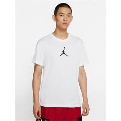 Koszulka sportowa męska Nike Air Jordan Jumpman. Białe t-shirty sportowe męskie Nike, m, bez wzorów, z bawełny, casualowe, bez ramiączek. Za 166.00 zł.