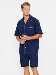 Polo Ralph Lauren Piżama 714899503004 Granatowy Regular Fit. Niebieskie piżamy męskie Polo Ralph Lauren, m, bez wzorów, z bawełny, bez kołnierzyka, bez ramiączek. Za 369.99 zł.
