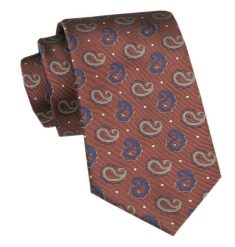Elegancki Krawat Męski Angelo di Monti - Paisley na Brązowym Tle. Brązowe krawaty i muchy męskie Angelo di Monti, bez wzorów, z tkaniny, eleganckie. Za 45.00 zł.