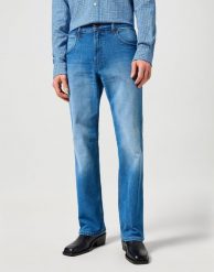 WRANGLER MĘSKIE SPODNIE JEANSOWE WRANGLER HORIZON PRAIRIE BLUE 112356832. Niebieskie jeansy męskie Wrangler, bez wzorów, z jeansu. Za 199.99 zł.