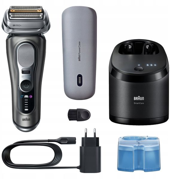 Braun Series 9 Pro+ Wet & Dry 6-in-1 SmartCare centrs & PowerCase futralis tumsi peleka - Skuveklis 9675CC (8700216555012). Golarki męskie BRAUN. Za 1,809.47 zł.