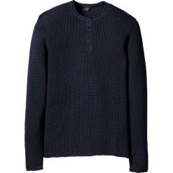 Sweter z plisą guzikową bonprix ciemnoniebieski. Swetry męskie marki bonprix. Za 74.99 zł.
