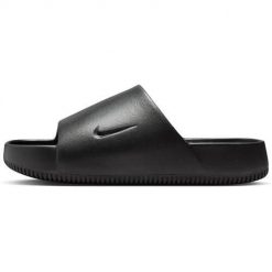 Klapki męskie Nike Calm Slide. Czarne klapki i japonki męskie Nike, bez wzorów, z materiału. Za 337.00 zł.