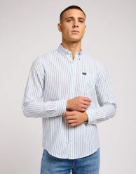 MESKA KOSZULA LEE BUTTON DOWN BRIGHT WHITE 112349979. Białe koszule męskie Lee, m, bez wzorów, bez kołnierzyka, bez ramiączek. Za 169.99 zł.