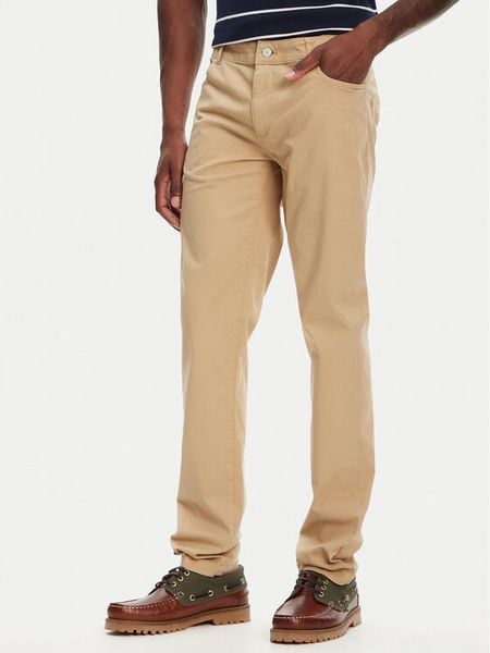 Kappa Spodnie materiałowe Gabardine 67117PW Beżowy Regular Fit. Brązowe spodnie na co dzień męskie Kappa, bez wzorów, z bawełny. Za 349.99 zł.