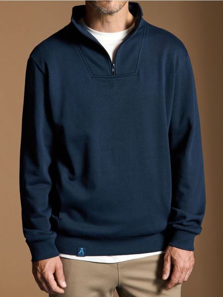 Bluza - granatowy. Niebieskie bluzy nierozpinane męskie Sinsay, l, bez wzorów, bez ramiączek, bez kaptura. Za 49.99 zł.