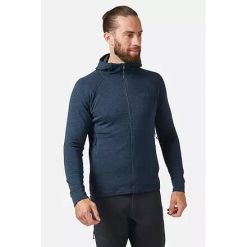 Bluza z kapturem męska Rab Nexus Hoody rozpinana. Niebieskie bluzy rozpinane męskie RAB, l, bez wzorów, sportowe, bez ramiączek, z kapturem. Za 314.99 zł.