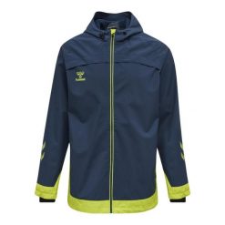 Kurtka Hummel hmlLEAD all weather. Niebieskie kurtki męskie HUMMEL, m, bez wzorów, sportowe, bez ramiączek, bez kaptura. W wyprzedaży za 232.50 zł.