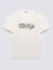 Koszulka męska z nadrukiem biała Keren 100. Białe t-shirty męskie Big Star, l, bez wzorów, z bawełny, bez kołnierzyka, bez ramiączek. Za 99.99 zł.