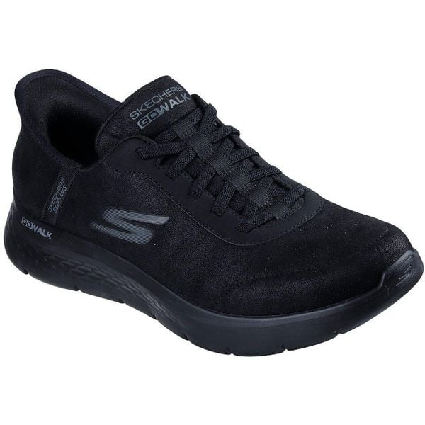 Buty sportowe męskie Skechers Go Walk Flex Smooth Motion. Czarne buty trekkingowe męskie Skechers, bez wzorów, z tkaniny, sportowe, bez obcasa, bez zapięcia. Za 379.99 zł.