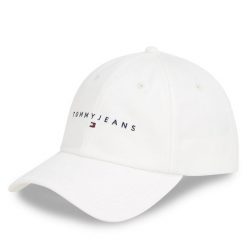 Czapka z daszkiem Tommy Jeans. Białe czapki męskie Tommy Jeans, bez wzorów, z jeansu. Za 99.99 zł.
