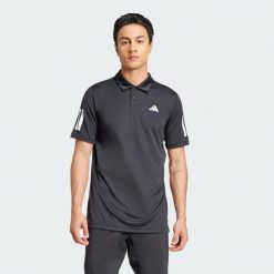 Koszulka Club Tennis 3-Stripes Polo. Czarne koszulki polo męskie ADIDAS, xl, bez wzorów, z materiału, sportowe, bez kołnierzyka, bez ramiączek. Za 199.00 zł.