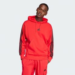 Bluza z kapturem Essentials 3-Stripes French Terry. Czarne bluzy z kapturem męskie ADIDAS, s, bez wzorów, z materiału, z kapturem. W wyprzedaży za 211.90 zł.