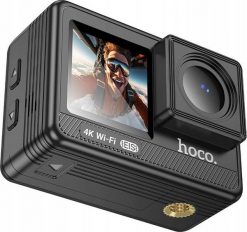 Kamera Hoco HOCO kamera sportowa z dwoma wyświetlaczami 1,3" + 2" anti-shake IPS 4K DV102 czarna. Czarne kamery sportowe Hoco. Za 215.89 zł.