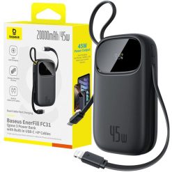 Baseus Powerbank 20000 mAh 45W USB-C USB-A kabel USB-C lightning. Czarne powerbanki Baseus. Za 139.00 zł.