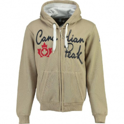 Bluza "Flat" w kolorze piaskowym. Brązowe bluzy rozpinane męskie Canadian Peak, z nadrukiem, prążkowane. W wyprzedaży za 136.95 zł.