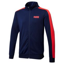 Bluza sportowa Puma Track. Niebieskie bluzy bez kaptura męskie Puma, xl, bez wzorów, bez kaptura, do biegania. Za 195.99 zł.
