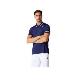 Koszulka sportowa męska Asics Court Polo Shirt. Niebieskie koszulki polo męskie Asics, m, bez wzorów, sportowe, bez kołnierzyka, bez ramiączek. Za 199.99 zł.
