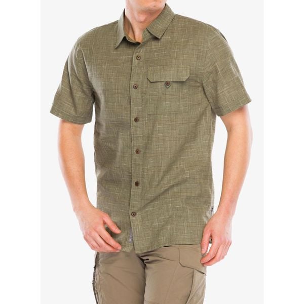 Koszula turystyczna męska Royal Robbins Hempline Spaced SS. Zielone koszule męskie ROYAL ROBBINS, m, bez wzorów, bez kołnierzyka, bez ramiączek. Za 266.99 zł.