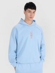 4F Bluza dresowa nierozpinana z kapturem męska - niebieska XXL. Niebieskie bluzy nierozpinane męskie 4f, m, bez wzorów, z bawełny, z kapturem. W wyprzedaży za 99.99 zł.