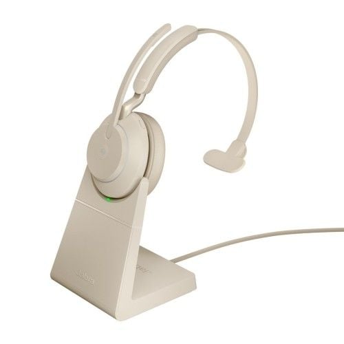 Sluchawki nauszne bezprzewodowe Jabra Evolve2 65 MS Mono Link380c, beige + stand. Brązowe słuchawki bluetooth Jabra. Za 790.99 zł.