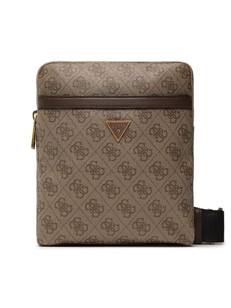 Guess Saszetka Vezzola Smart HMEVZL P2223 Beżowy. Brązowe saszetki męskie Guess, z aplikacjami, ze skóry. Za 289.99 zł.