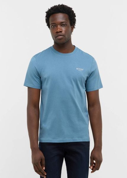 Męski T-Shirt Mustang Style Austin Bluestone 1016857 5180. T-shirty męskie Mustang, m, bez wzorów, bez kołnierzyka, bez ramiączek. Za 79.99 zł.