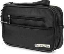 Beltimore Saszetka męska skórzana do ręki czarna Beltimore R05. Czarne saszetki męskie Beltimore, bez wzorów. Za 137.49 zł.