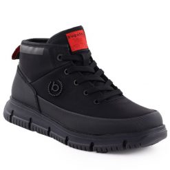 Botki męskie wysokie ocieplane trapery czarne Bugatti 341-AC239-5000. Czarne sztyblety męskie Bugatti, z materiału, bez obcasa, bez zapięcia. Za 449.99 zł.